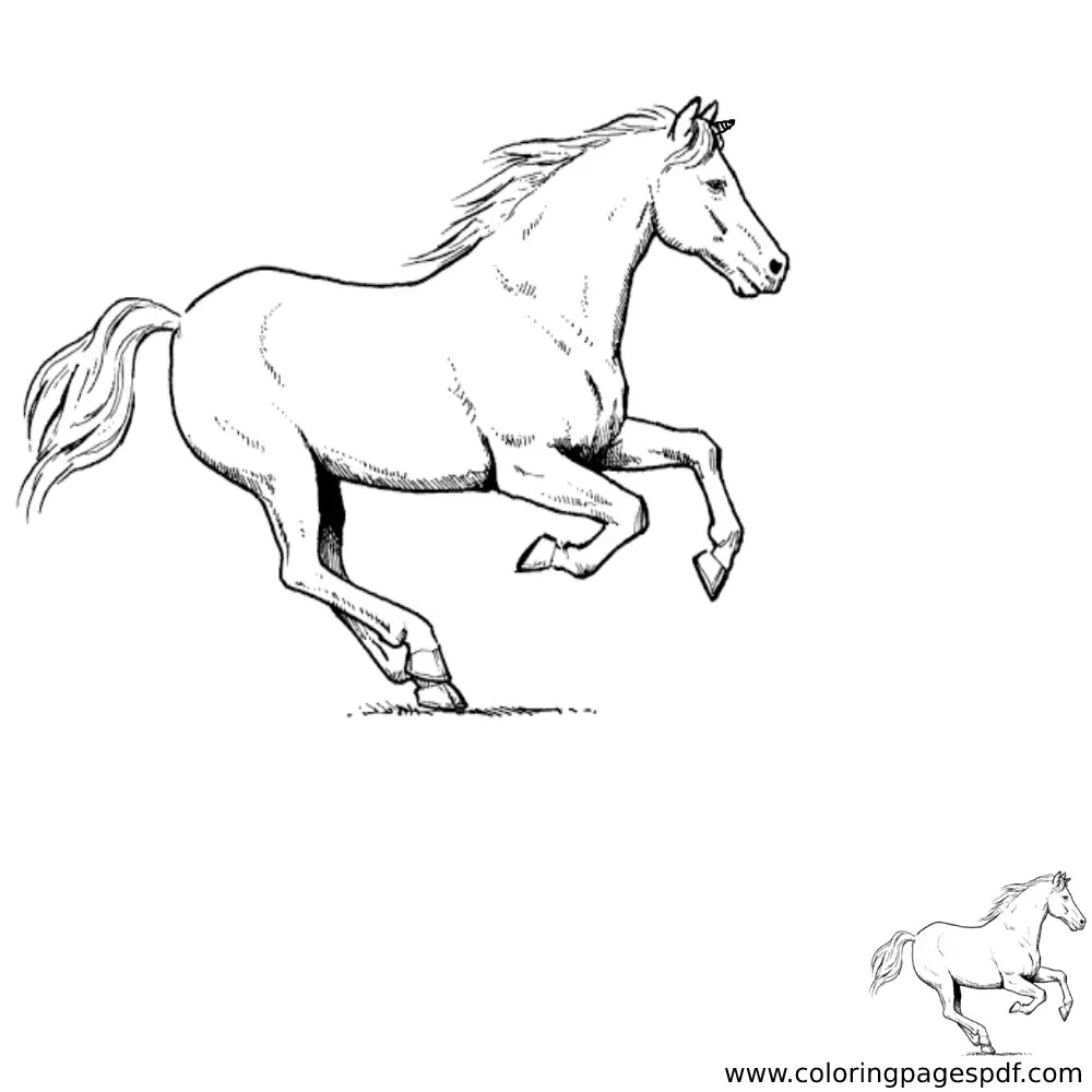 Coloring Page Of A Running Unicorn