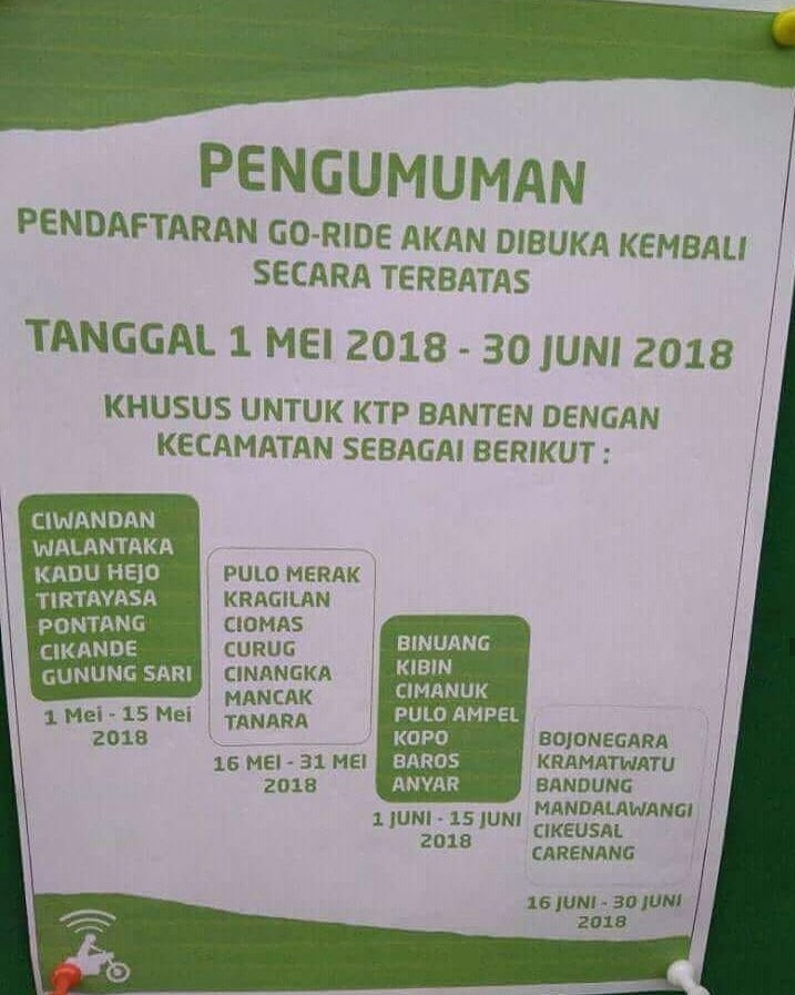Pendaftaran Gojek Cikarang