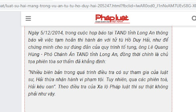 Nhiều thông tin cho thấy Hồ Duy Hải nhiều lần kêu oan, LS Đạt và quyết bán thân chủ