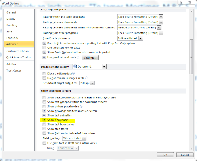 Michael's TechBlog Word 2010 can't get rid of grey square brackets?