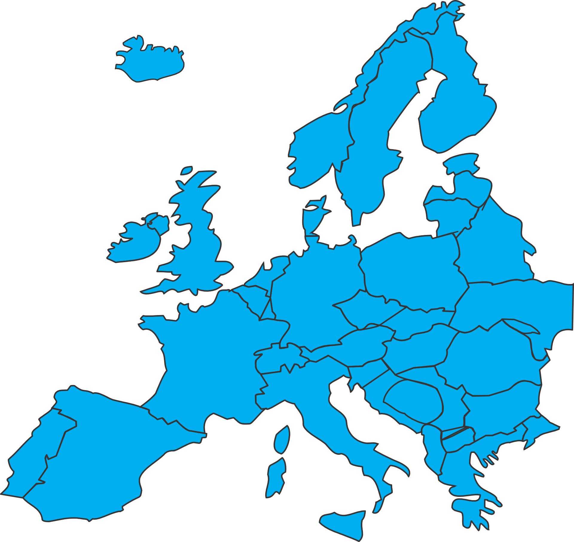 Europa und. Карта - Европа. Очертания Европы. Векторная карта Европы. Европа очертание континента.