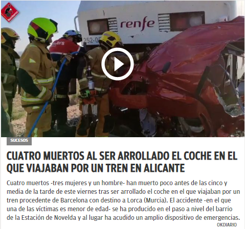 Arrollamiento de un vehículo en Novelda (Alicante)