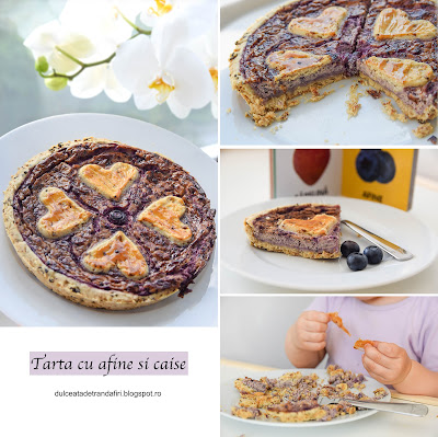 Tarta cu afine si blat cu caise