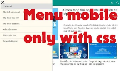 Hướng dẫn cài đặt menu mobile hamburger đa cấp chỉ với css