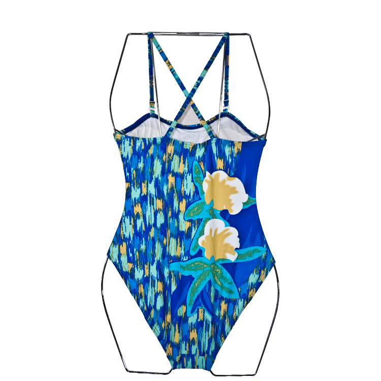 FASHION CARE 2U: S127 Blue Floral One Piece Swimsuit Swimwear XXL