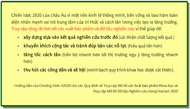 Hướng dẫn của Chương trình H2020 cho các Quy định về Truy cập Mở tới các Xuất bản phẩm Khoa học và Truy cập Mở tới Dữ liệu Nghiên cứu trong Horizon 2020 - bản dịch sang tiếng Việt