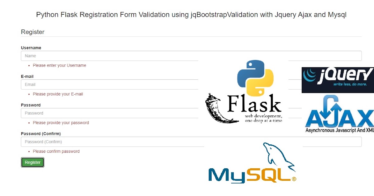 Python Flask Registration Form Validation using jqBootstrapValidation ...