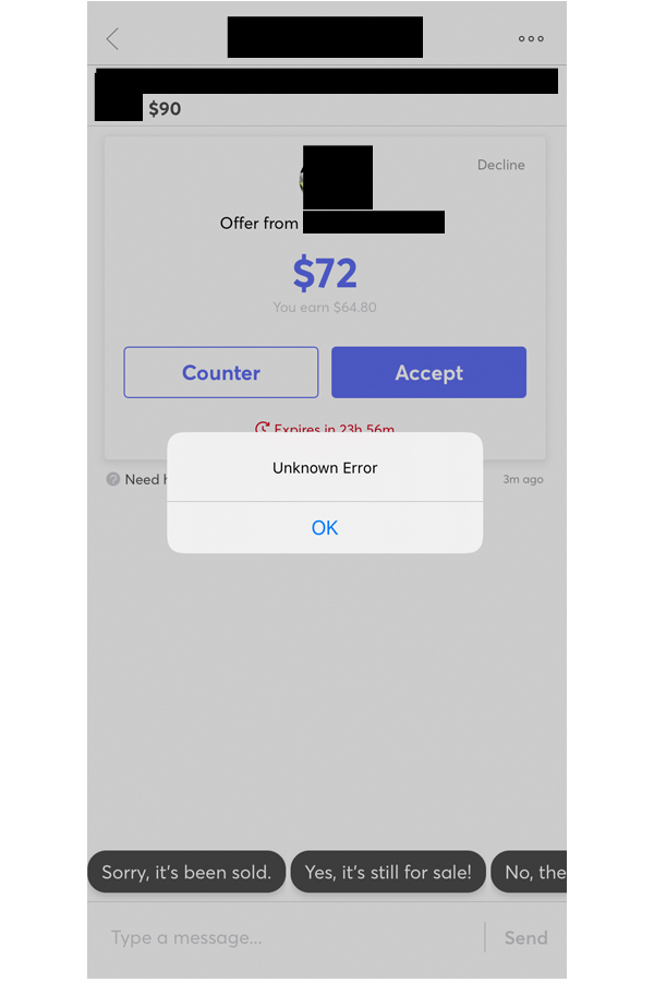 mercari unknown error