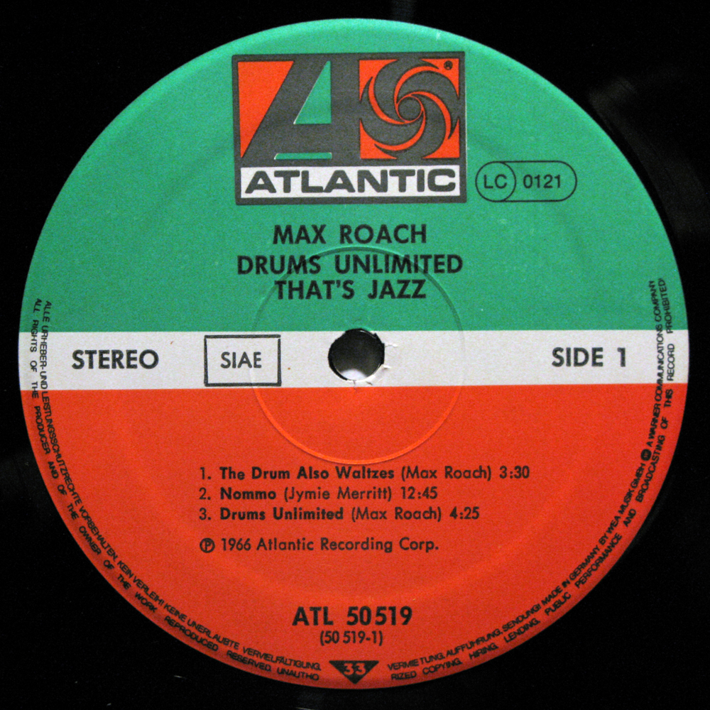 VINYL2496 Max Roach Drums Unlimited (That's Jazz 36) 1978 (2496.LP)