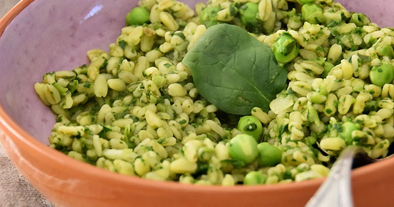 Risotto de trigo con guisantes frescos — Chez Silvia