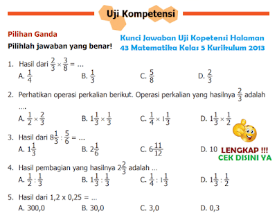 Kunci Jawaban Uji Kopetensi Halaman 43 Matematika Kelas 5 Kurikulum 2013 www.simplenews.me