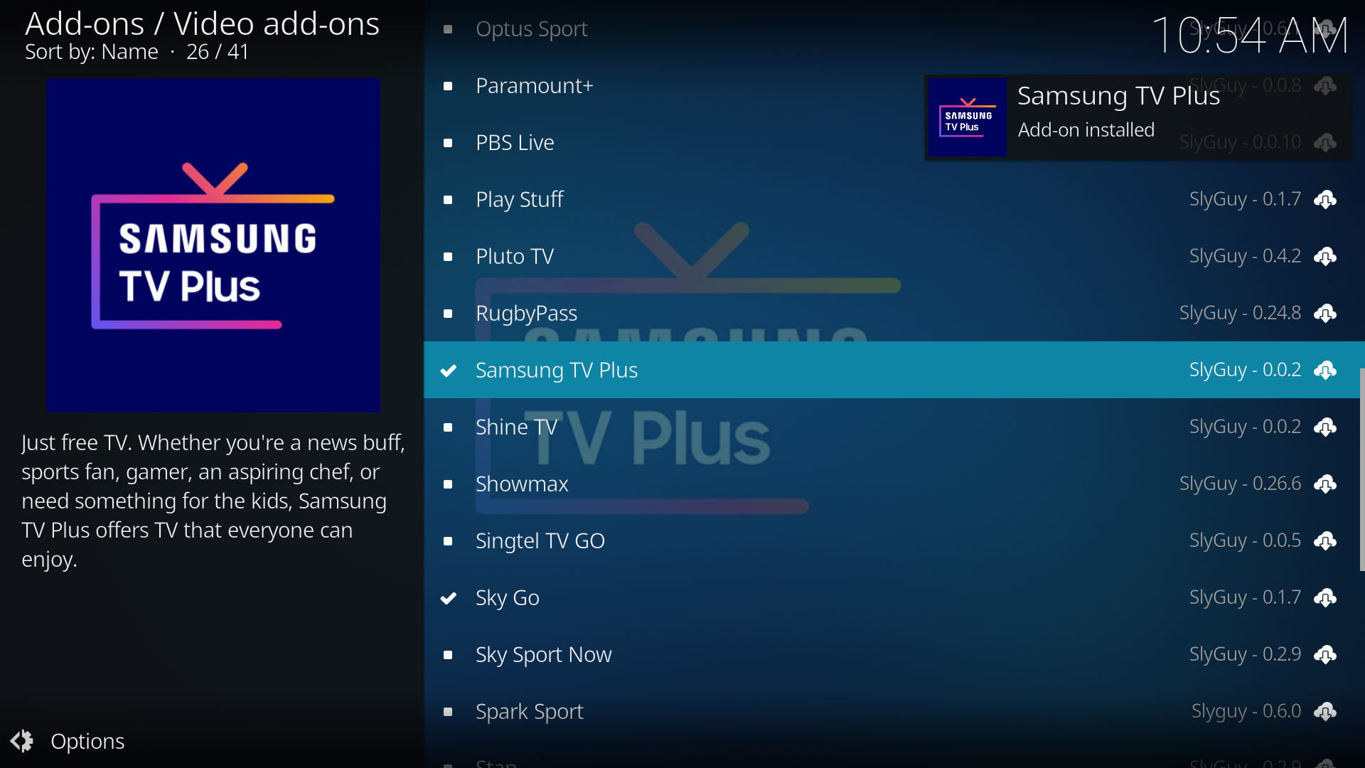 Samsung TV Plus Kodi Addon