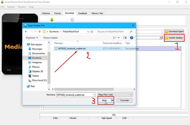 cargar archivo scatter en el flash tools