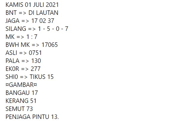 Syair bd sgp hari ini 1 juli 2021