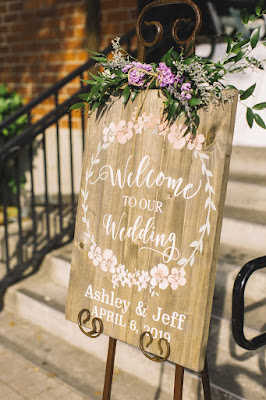 wooden wedding welcome sign