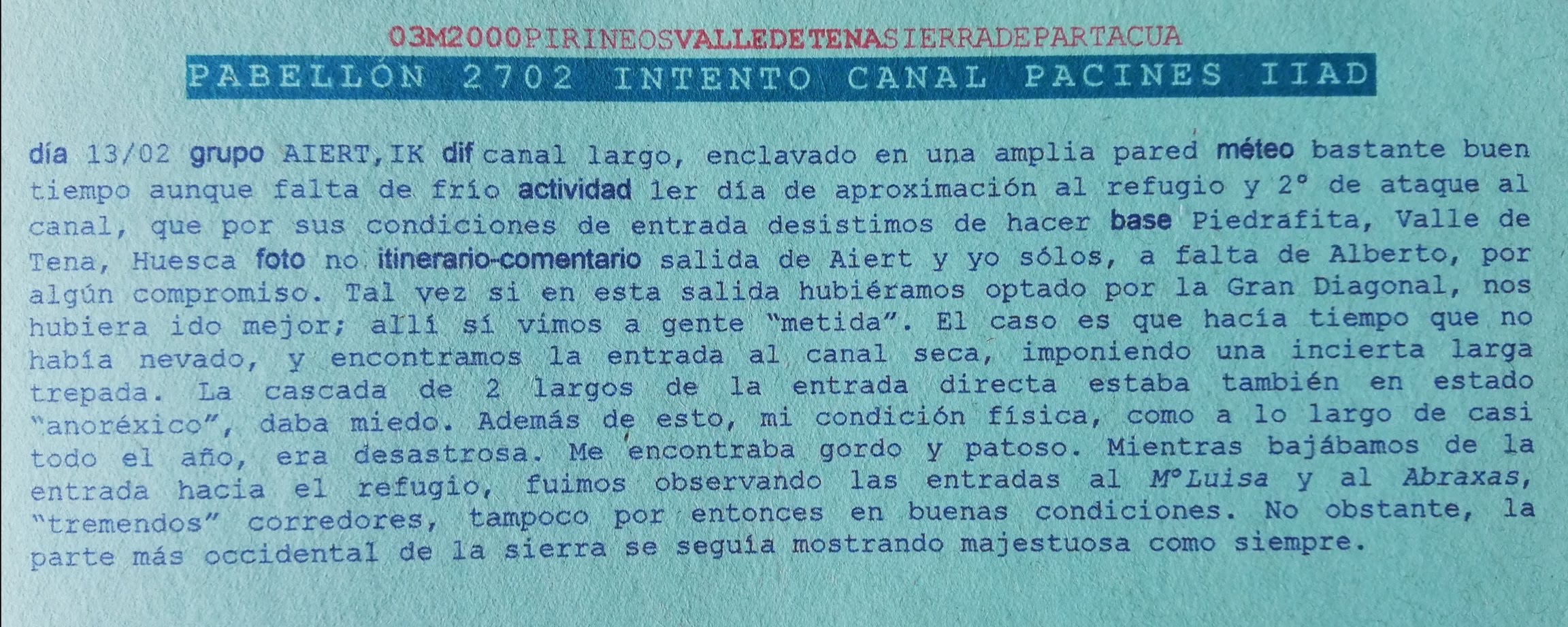 El sueño de la ruta del lobo febrero 2000