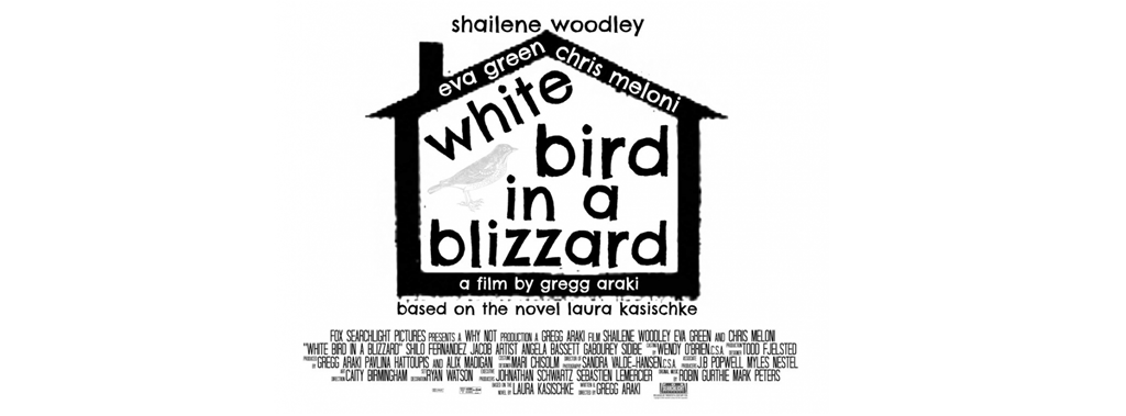 white bird in a blizzard