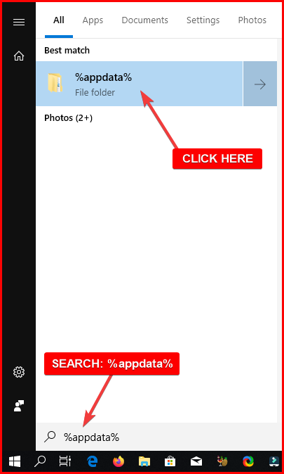 search %appdata%