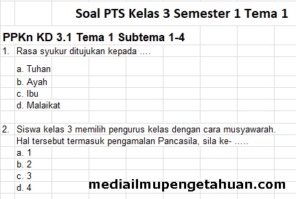 Soal Dan Kunci Balasan Uts Pts Kelas 3 Semester 1 Tema 1 Kurikulum 2013 Idn Paperplane