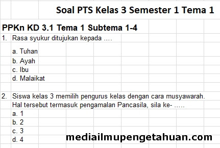 Soal Dan Kunci Balasan Uts Pts Kelas 3 Semester 1 Tema 1 Kurikulum 2013 Idn Paperplane