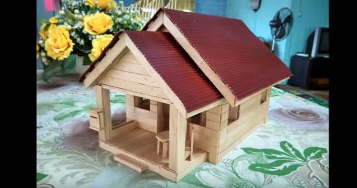 Cara Membuat Miniatur Rumah Dari Stik  Es  Krim  Disertai 