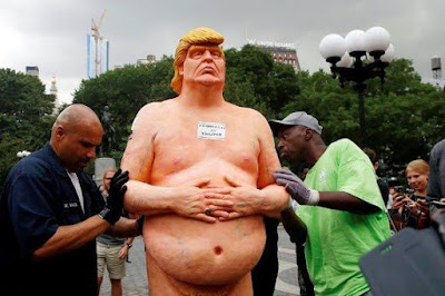 unnamed "What will happen to anyone who does this to Buhari? Alibaba on public display of life-size naked statue of Donald Trump