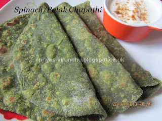 Priya's Virundhu: Spinach Chapathi/Palak Chapathi/Green Chapathi ...