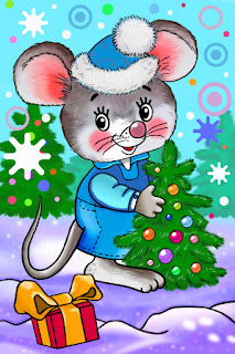 Lovely card happy new year mice and rats 2024. Free, beautiful live Christmas cards in the year of mouse
