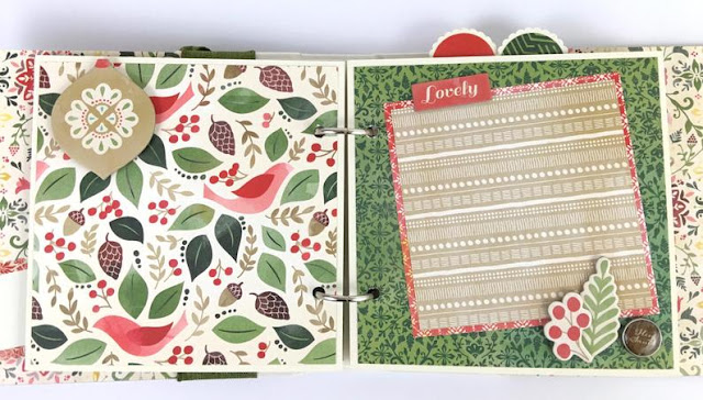 December 25 Christmas Scrapbook Album pages with leaves, birds, & holly
