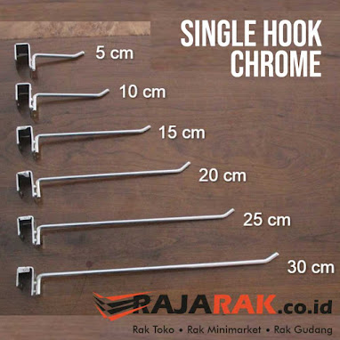 Single Hook Display 30 cm CHROME - Cantolan Kotak Display Aksesoris