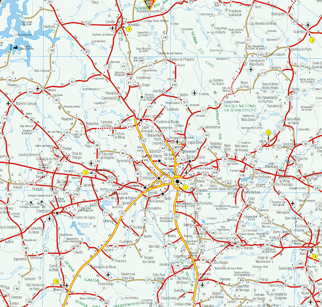 Mapa da região de Belo Horizonte