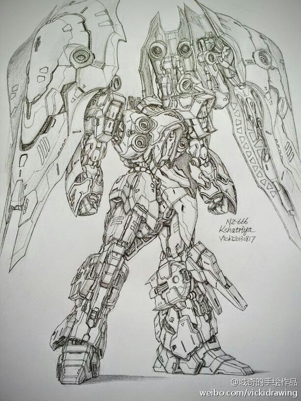 Gundam and Mobile Suit Pencil Drawings by Vicki via PIXIV