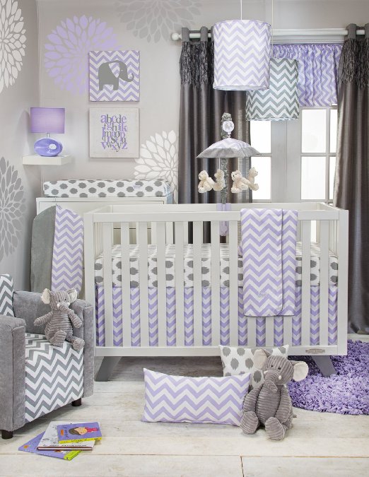 Lavender and Grey Crib Bedding Sets