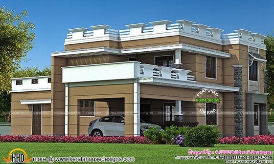 Decorative flat roof home