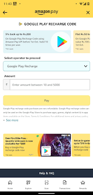 Convert Amazon Pay balance to Google Play account