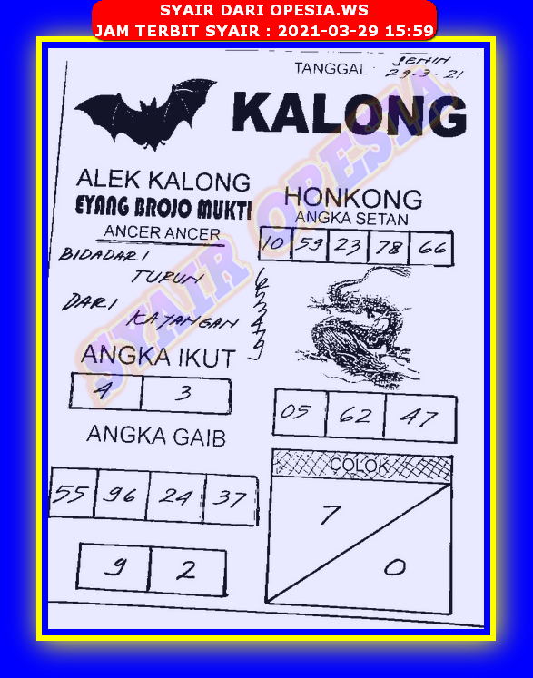 Syair Hk Hari Ini Senin 29 Maret 2021 Opesia Official