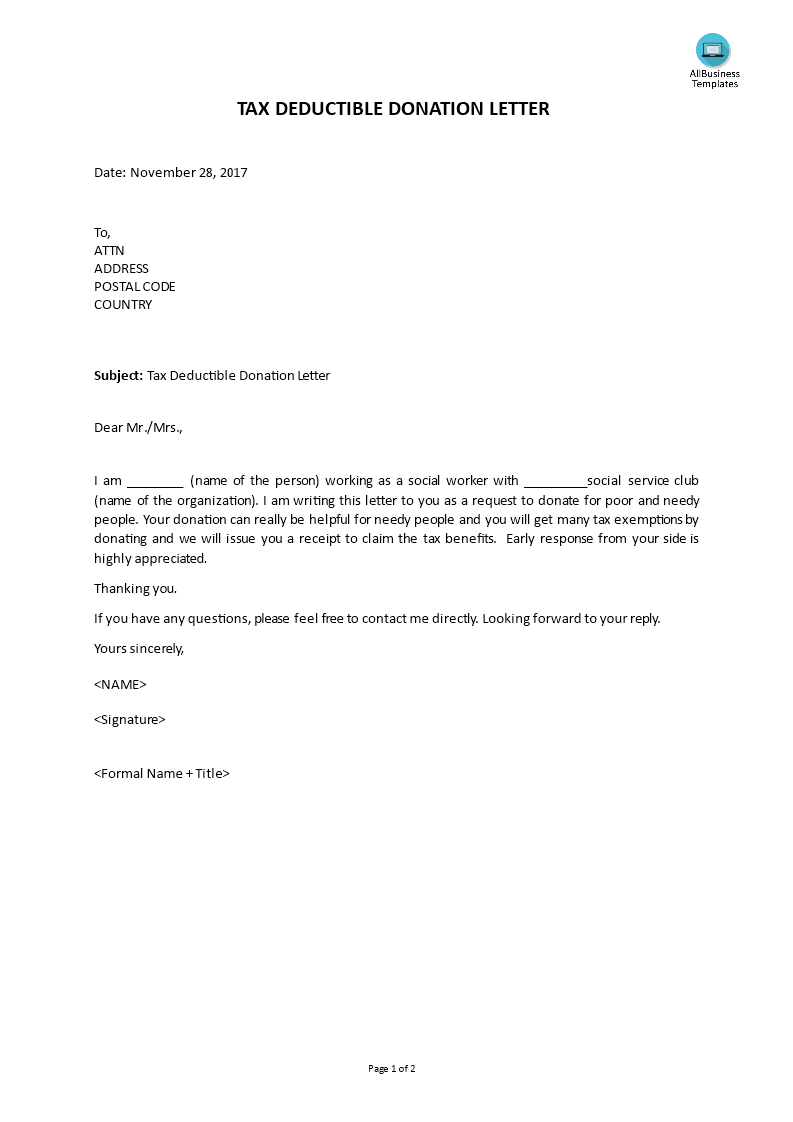 Tax Write Off Donation Letter Template ~ Resume Letter Tax Write Off Donation Letter Template ~ Resume Letter