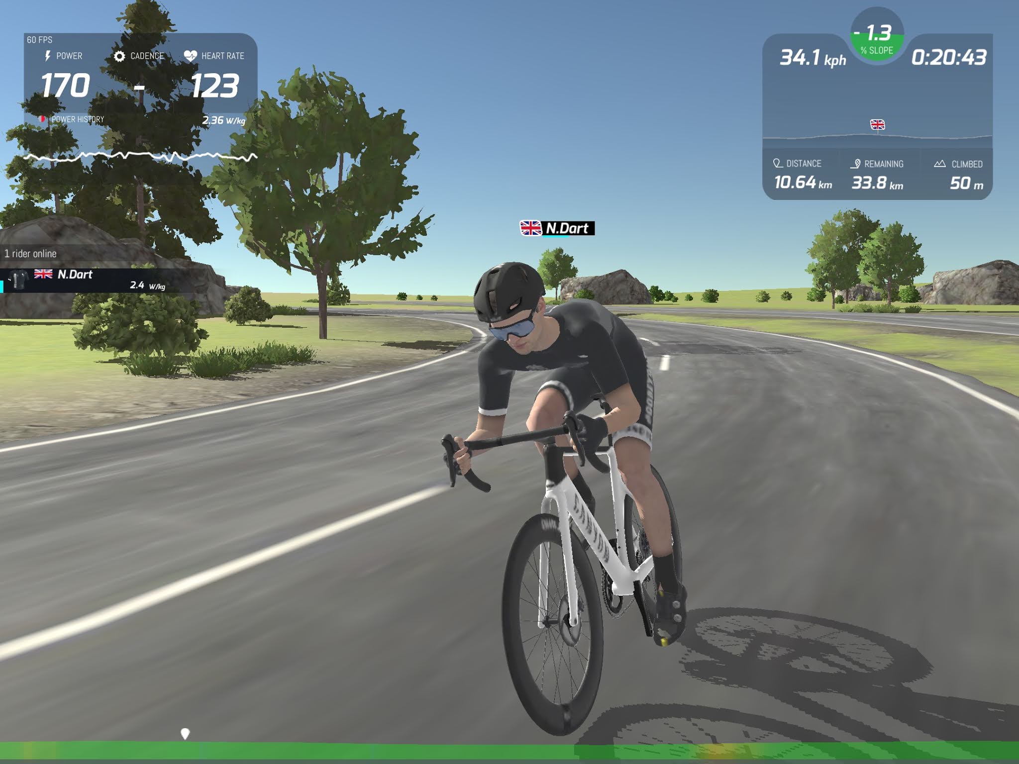 Real life speeds versus virtual cycling speeds ~ More Speed, Less Power