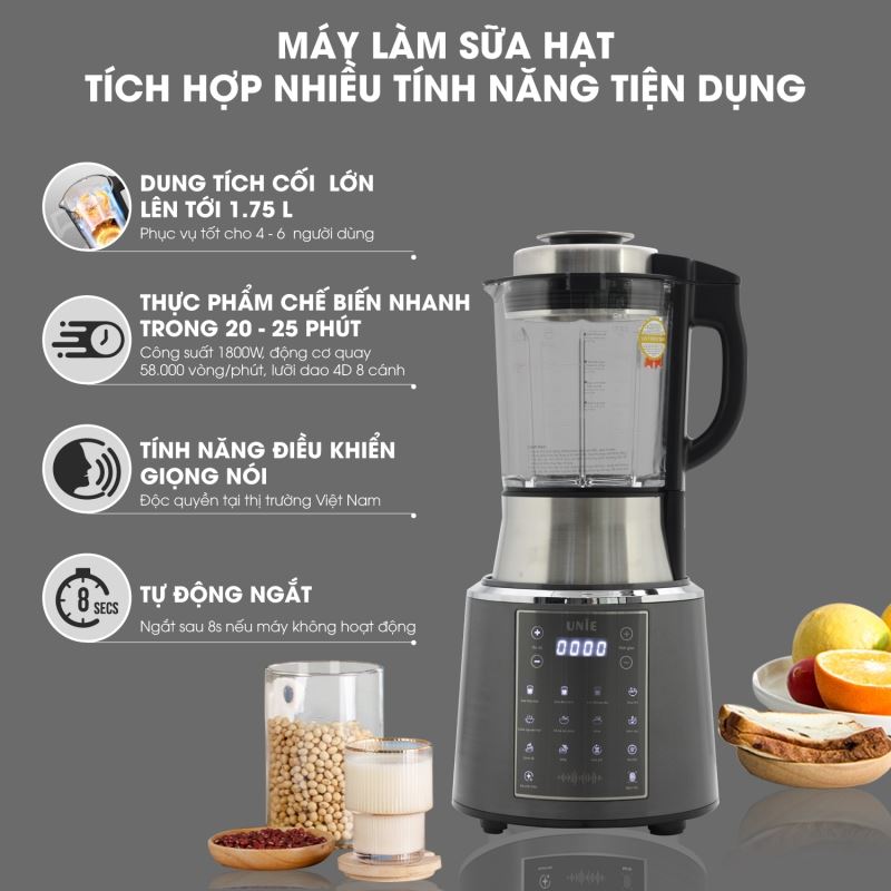 Máy Làm Sữa Hạt Unie V6s ( Tặng 3 bình thủy tinh và đậu gà )