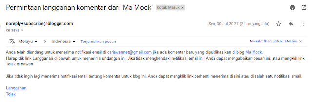 Tidak Mendapatkan Notifikasi Komentar Blogger Melalui Email