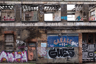 Derelict building in East London, graffiti, street art