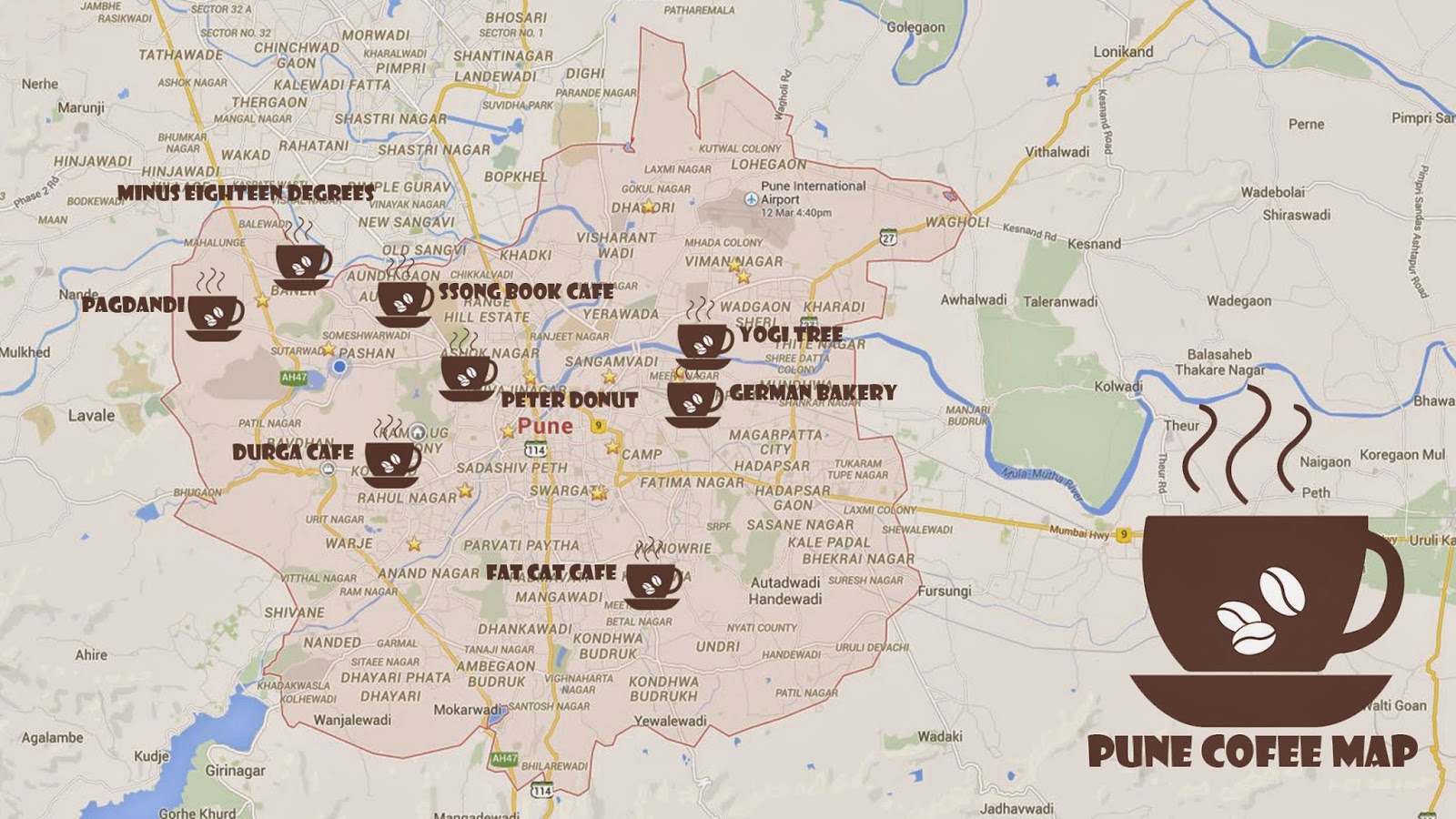 Pune Coffee Cafe Map trail culture 