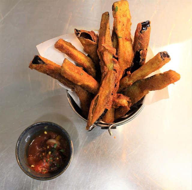 Aubergine Fries Recipe with Spicy Tomato Dip