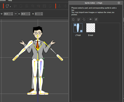 Rigging the character in Cartoon Animator 4 using the one sprite method.