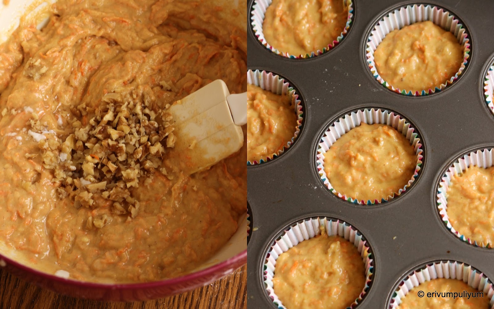 Erivum Puliyum Eggless Carrot Muffins Healthy Muffins(No butter