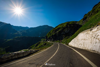  Asphalt Road Uphill Through Mountain Range