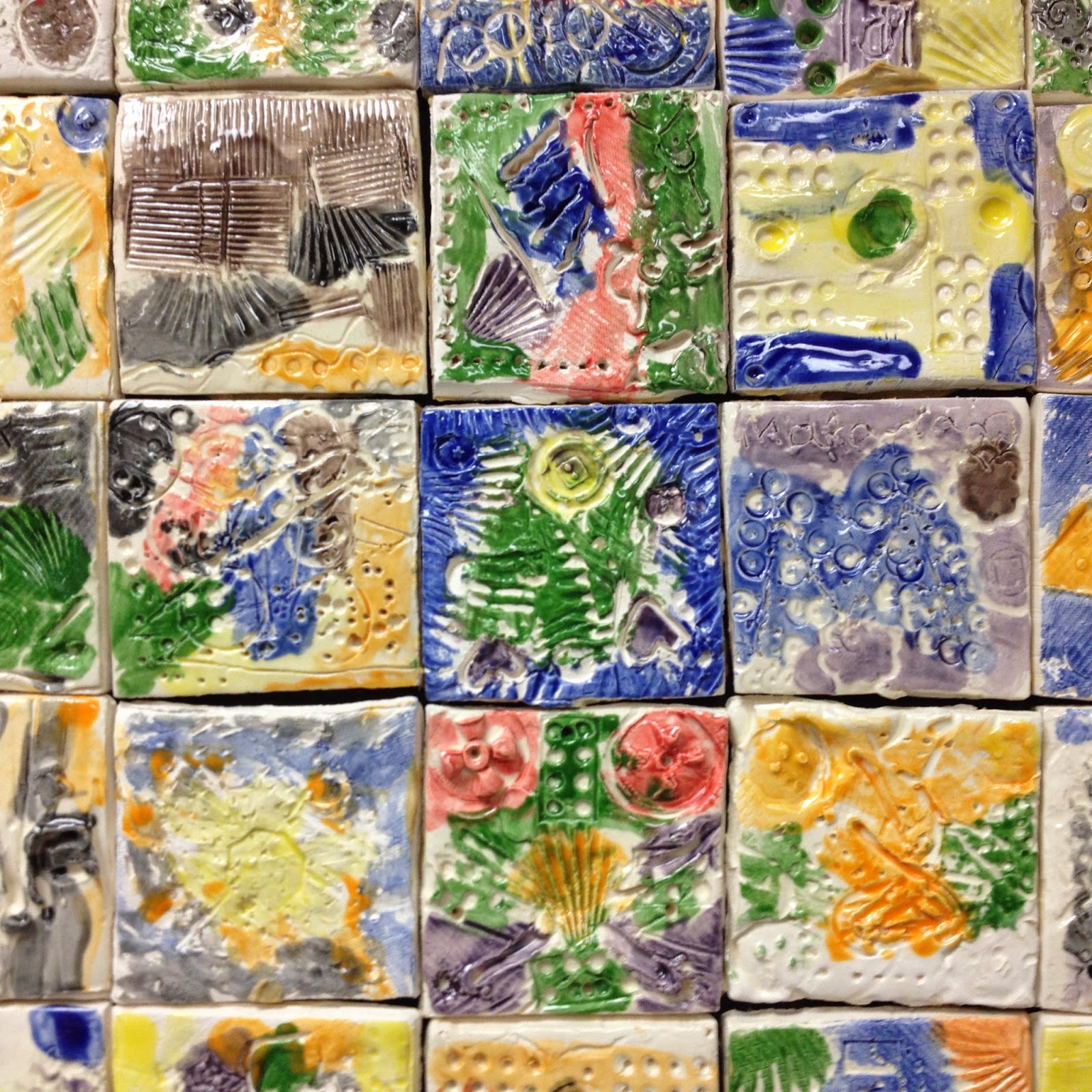 Art with Miss H Clay Tile Mural by the 1st Grade