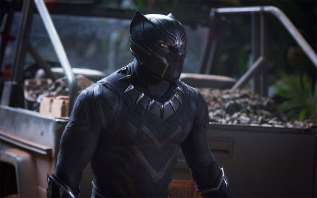 Chadwick Boseman and Michael B. Jordan action in Black Panther