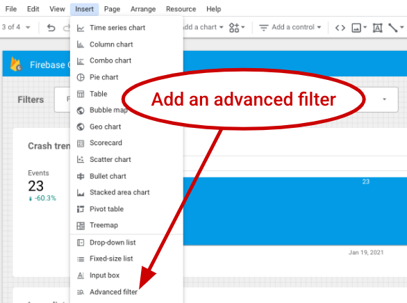 Image with arrow pointing to Advanced Filter