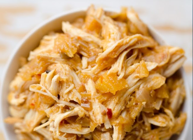 Slow Cooker Hawaiian Shredded Chicken #healthy #paleo